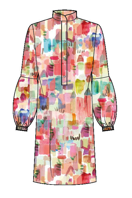 Shan Soie Silk Dress With Balloon Sleeves