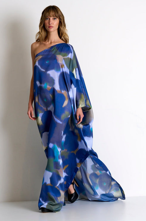 Shan Soie One-Shoulder Silk Dress