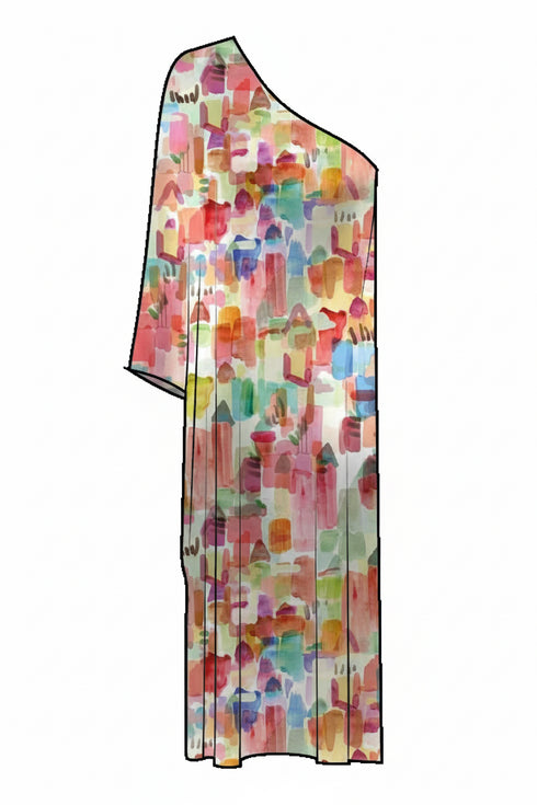 Shan Soie Silk One-Shoulder Silk Dress