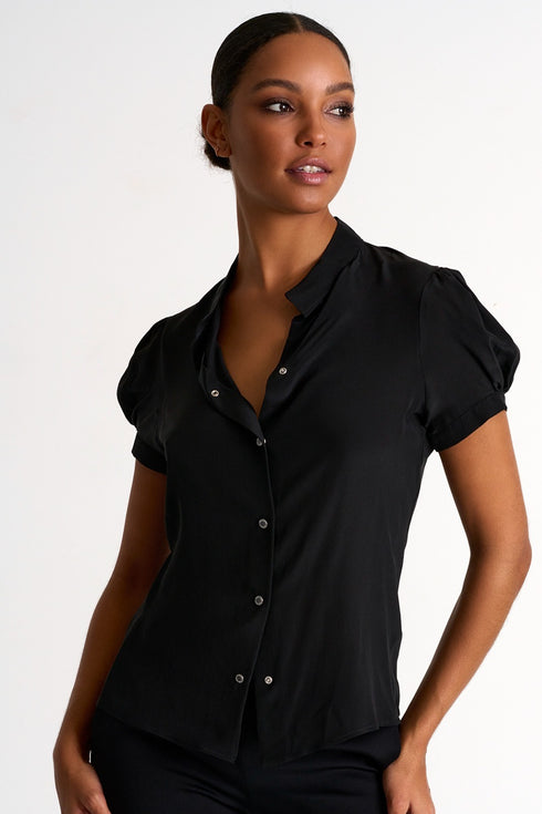 Shan Céline Celine Silk Blouse With Balloon Sleeves