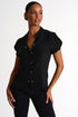 Silk Short-Sleeved Blouse - 52421-82-800 02 / 800 Caviar / 100% SILK