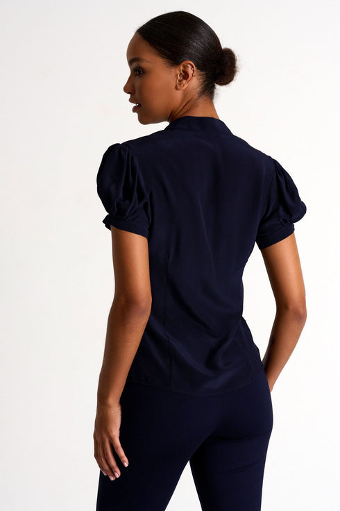 Shan Céline Silk blouse with balloon sleeves