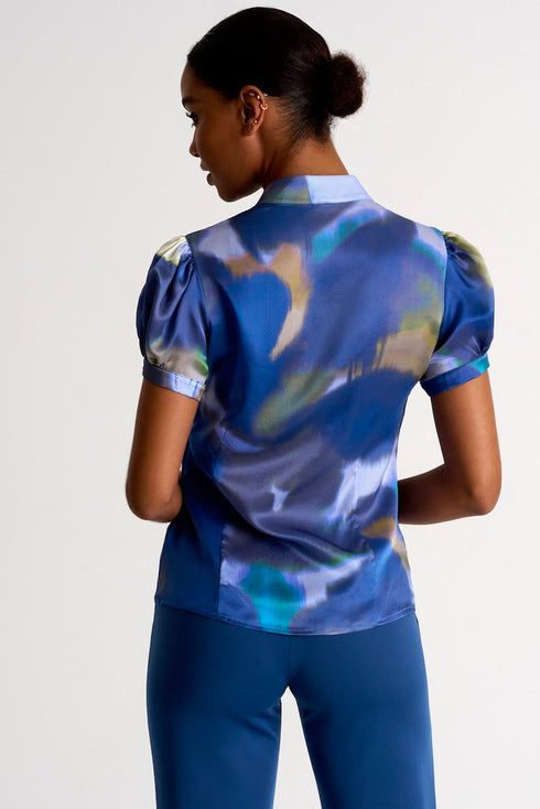 Shan Soie Silk Short-Sleeved Blouse