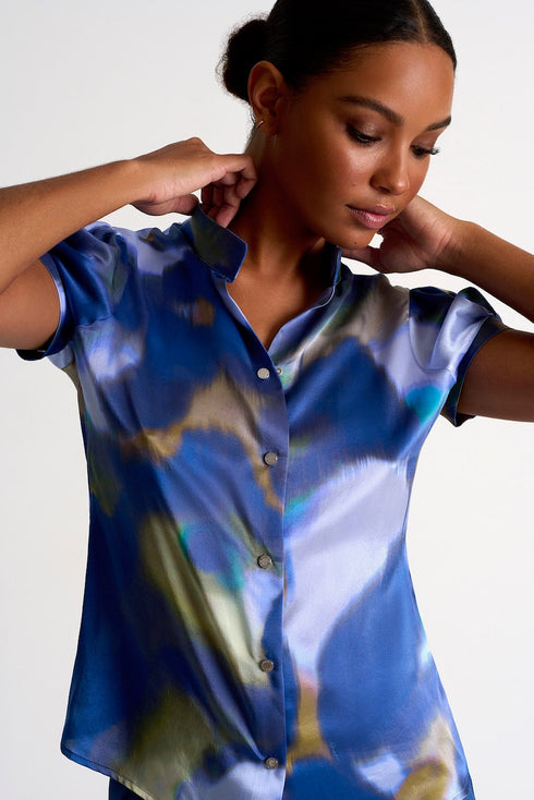 Shan Soie Silk Short-Sleeved Blouse
