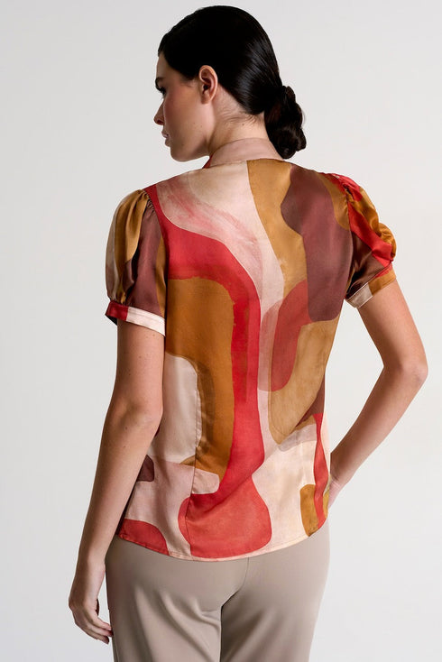 Shan Soie Silk Short-Sleeved Blouse
