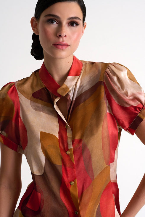 Shan Soie Silk Short-Sleeved Blouse