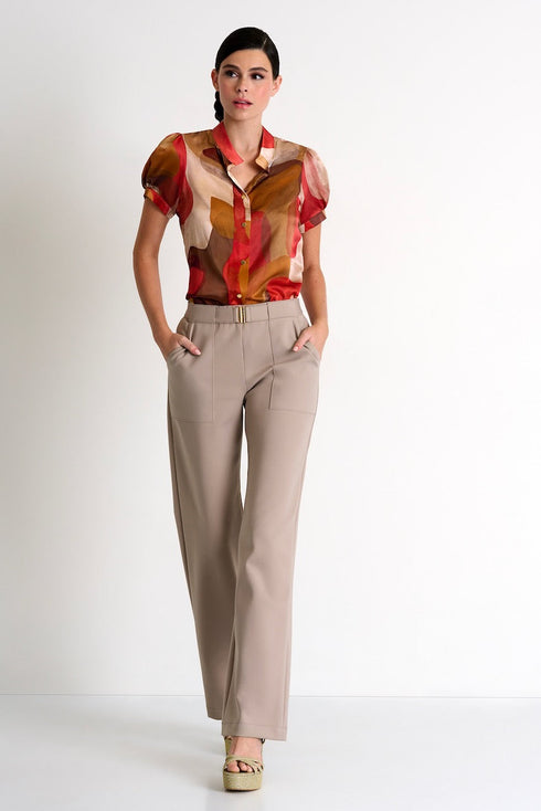 Shan Soie Silk Short-Sleeved Blouse