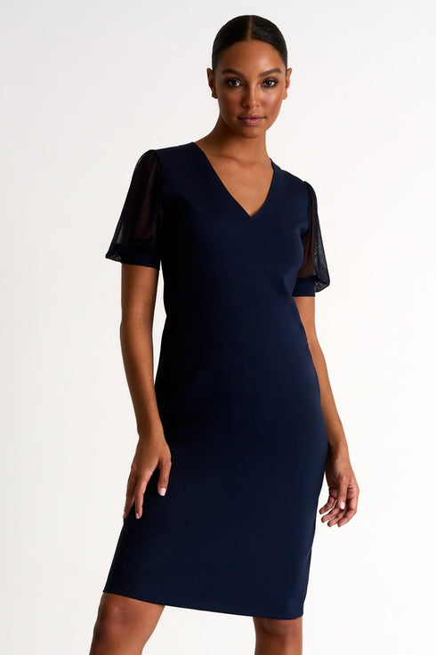 Shan Sofia Elegant Short-Sleeve Mesh Dress - 52427-75-550