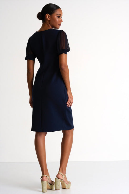 Shan Sofia Elegant Short-Sleeve Mesh Dress - 52427-75-550