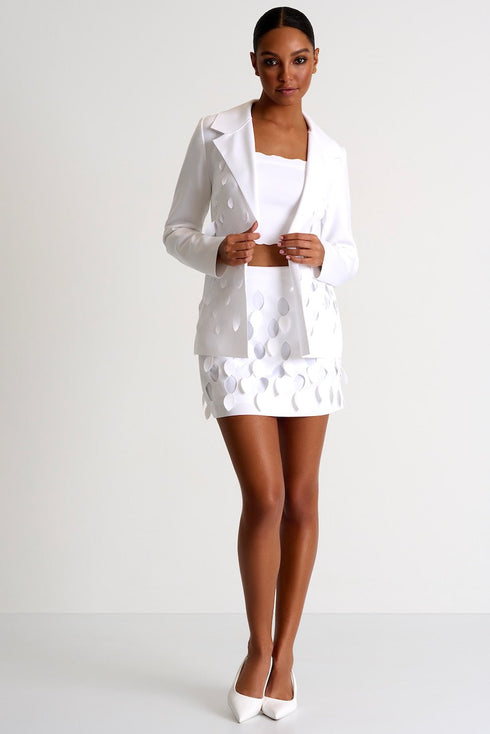 Straight Mini Skirt With Cutouts - 52437-45-000 02 / 000 White / 75% POLYAMIDE, 25% ELASTANE