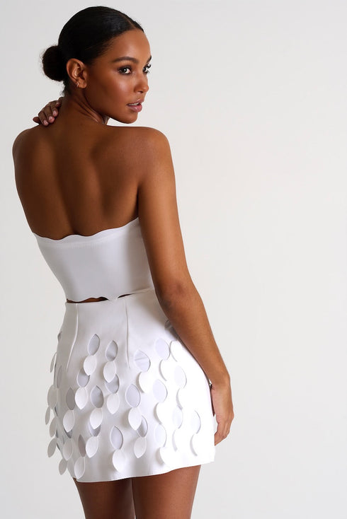 Straight Mini Skirt With Cutouts - 52437-45-000 02 / 000 White / 75% POLYAMIDE, 25% ELASTANE