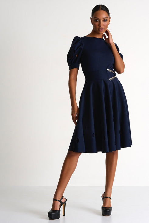 Oval Cut-Out Modern Poodle Skirt - 52437-48-550 02 / 550 Navy / 75% POLYAMIDE, 25% ELASTANE