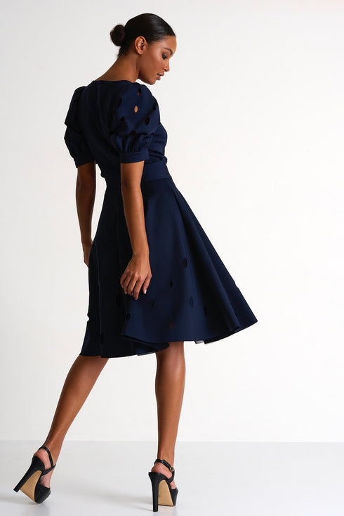 Oval Cut-Out Modern Poodle Skirt - 52437-48-550 02 / 550 Navy / 75% POLYAMIDE, 25% ELASTANE