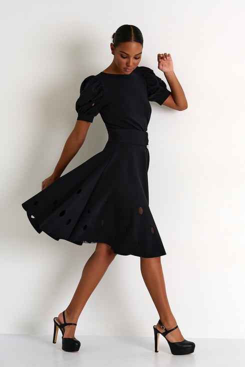 Oval Cut-Out Modern Poodle Skirt - 52437-48-800 02 / 800 Caviar / 75% POLYAMIDE, 25% ELASTANE