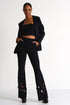 Flared Pants With Cutouts - 52437-53-800 02 / 800 Caviar / 75% POLYAMIDE, 25% ELASTANE