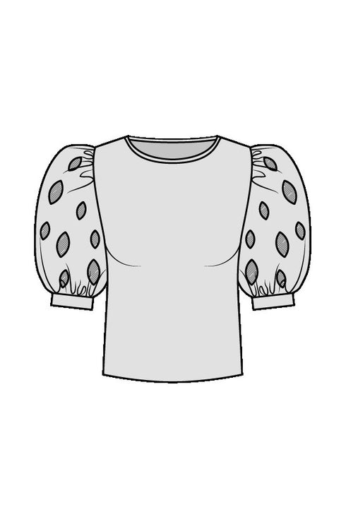 Shan Charlie-Rose Top With Balloon Sleeves And Oval Cutouts