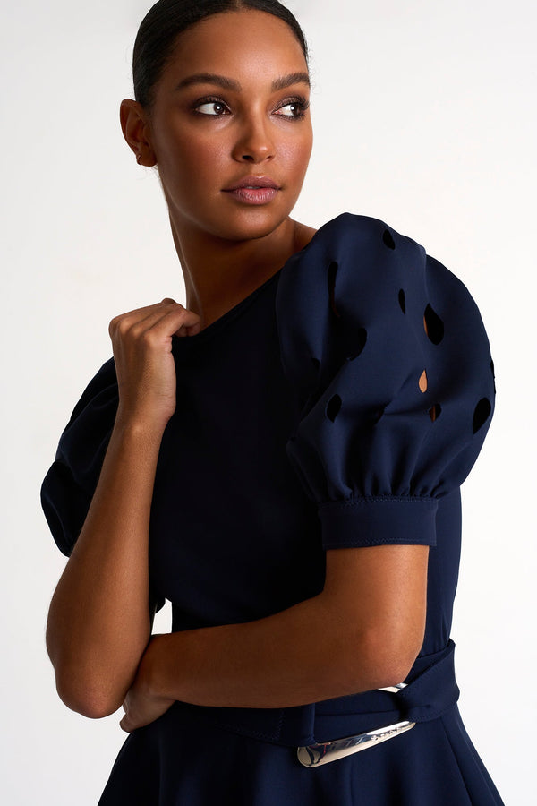 Shan Charlie-Rose Top With Balloon Sleeves And Oval Cutouts - 52437-64-550