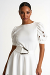 Shan Charlie-Rose Top With Balloon Sleeves And Oval Cutouts
