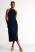 Halter Midi Dress With Oval Cutouts - 52437-71-550 02 / 550 Navy / 75% POLYAMIDE, 25% ELASTANE