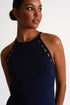 Halter Midi Dress With Oval Cutouts - 52437-71-550 02 / 550 Navy / 75% POLYAMIDE, 25% ELASTANE