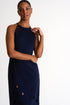 Halter Midi Dress With Oval Cutouts - 52437-71-550 02 / 550 Navy / 75% POLYAMIDE, 25% ELASTANE