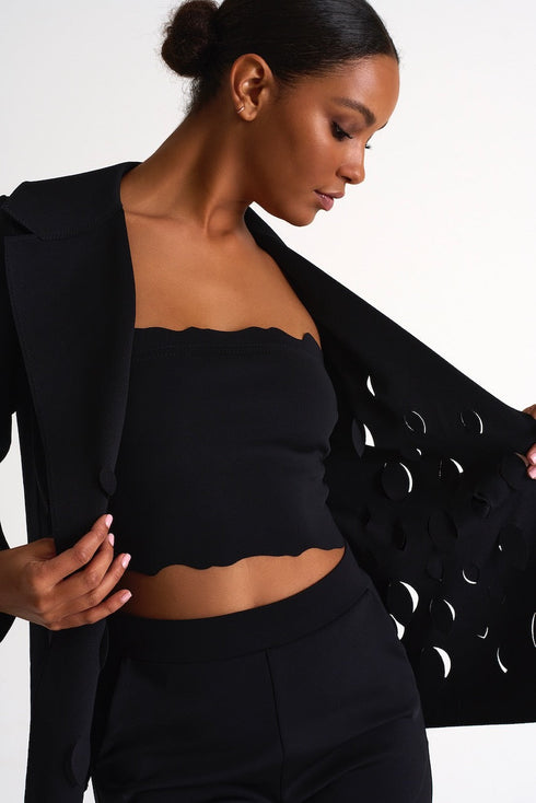 Structured Cut-Out Blazer - 52437-78-800 02 / 800 Caviar / 75% POLYAMIDE, 25% ELASTANE