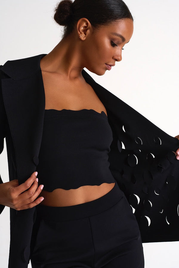 Structured Cut-Out Blazer - 52437-78-800 02 / 800 Caviar / 75% POLYAMIDE, 25% ELASTANE