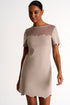 Short Sleeve Dress With Scalloped Edges - 52447-65-710 02 / 710 Sahara / 75% POLYAMIDE, 25% ELASTANE