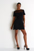 Short Sleeve Dress With Scalloped Edges - 52447-65-800 02 / 800 Caviar / 75% POLYAMIDE, 25% ELASTANE