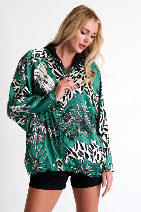 Reversible Oversized Silk Jacket - 52451-79-951 02 / 951 Oasis / 95% SILK 5% ELASTANE