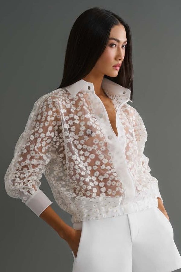 Shan Marguerite Cropped Floral Shirt