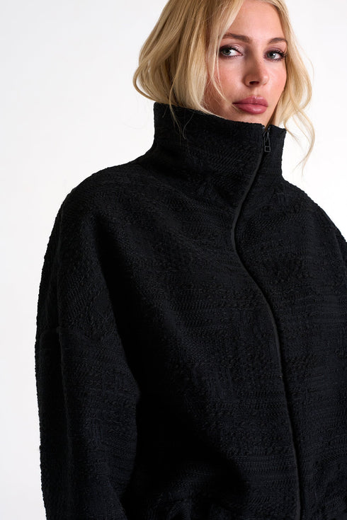 Veste Bomber - 52476-79-800 02 / 800 Caviar / 50% ACRYLIC 30% COTTON 10% WOOL 5%