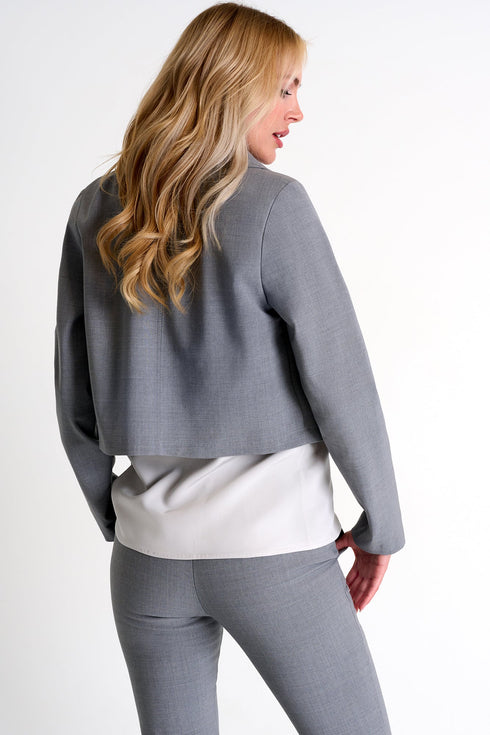 Contemporary Short Jacket - 52480-75-160 02 / 160 Silver Gray / 55% WOOL 40% POLYESTER 5% ELASTANE