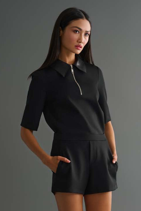 Shan Barbara Zip-up collar shirt