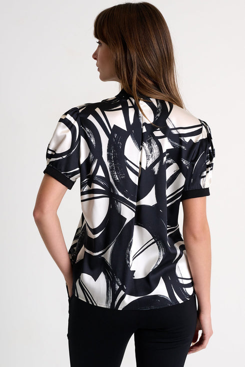 Silk Blouse With Balloon Sleeves - 52521-82-952 02 / 952 Luna / 95% SILK 5% ELASTANE