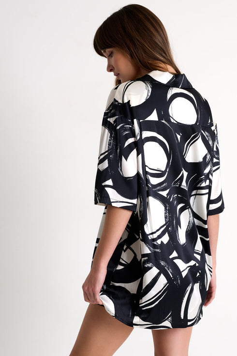 Short-Sleeved Silk Blouse - 52521-83-952 02 / 952 Luna / 95% SILK 5% ELASTANE