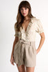 Sparkly Linen Shorts Tied At The Waist - 52524-54-110 02 / 110 Beige Gold / 85% LINEN, 10% SILK, 5% COTTON