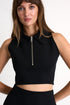 Zipped Sleeveless Cropped Polo Top - 52527-24-800 02 / 800 Black / 75% POLYAMIDE, 25% ELASTANE