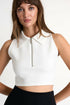 Shan Sofia Zipped Sleeveless Cropped Polo Top