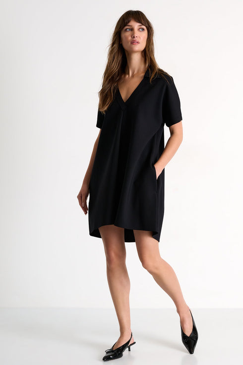 Loose Polo Dress - 52527-65-800 02 / 800 Black / 75% POLYAMIDE, 25% ELASTANE