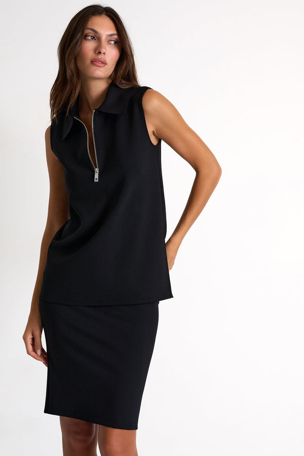 Zipped Sleeveless Polo Top - 52527-96-800 02 / 800 Black / 75% POLYAMIDE, 25% ELASTANE