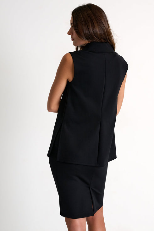 Zipped Sleeveless Polo Top - 52527-96-800 02 / 800 Black / 75% POLYAMIDE, 25% ELASTANE