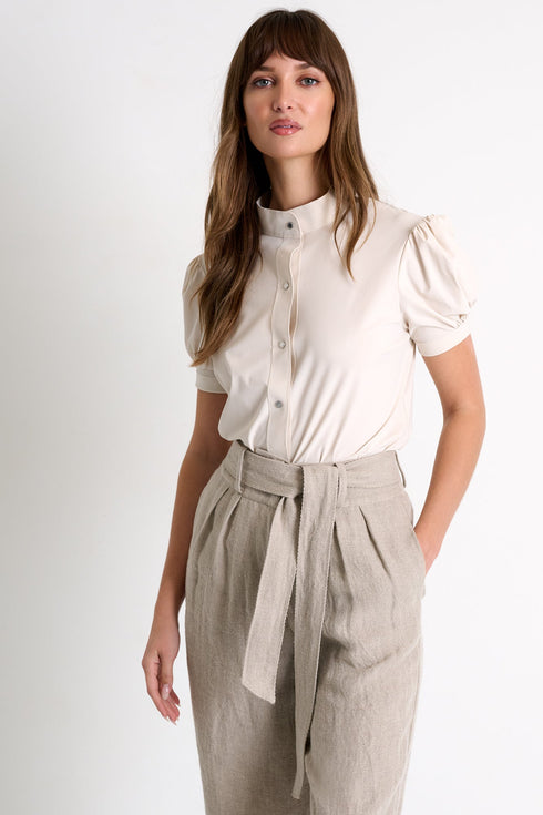 Short-Sleeved Lycra Blouse - 52530-82-110 02 / 110 Beige / 75% POLYAMIDE, 25% ELASTANE