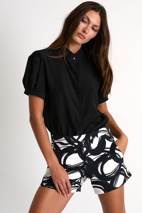 Short-Sleeved Lycra Blouse - 52530-82-800 02 / 800 Black / 75% POLYAMIDE, 25% ELASTANE