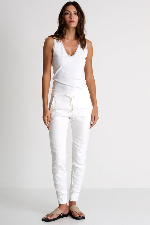 Casual Linen & Lycra Pants - 52535-52-020 02 / 020 Cream / 75% POLYAMIDE, 25% ELASTANE