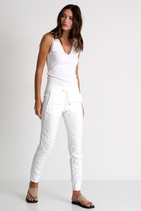 Casual Linen & Lycra Pants - 52535-52-020 02 / 020 Cream / 75% POLYAMIDE, 25% ELASTANE