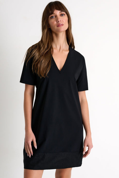 Lycra V-Neck Dress - 52535-67-800 02 / 800 Black / 75% POLYAMIDE, 25% ELASTANE