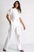 Linen Pants Tied At The Waist - 52536-52-020 02 / 020 Cream / 100% LINEN