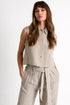 Buttoned Sleeveless Linen Vest - 52536-60-110 02 / 110 Beige / 100% LINEN