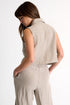 Buttoned Sleeveless Linen Vest - 52536-60-110 02 / 110 Beige / 100% LINEN